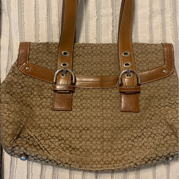 Coach Soho Brown Signature Jacquard Leather Satchel F12312 - Picture 2 of 6